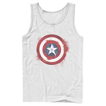Men's Captain America Smudged Paint Shield Painting Graphic Tank