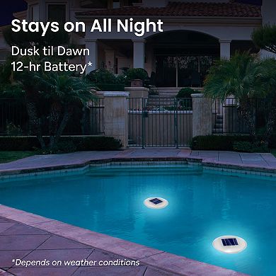 Techko Outdoor Solar Pool Lights White LED Waterproof (2-piece set)