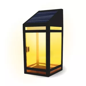 Techko Outdoor Solar Vintage Portable Lantern Light (Clear Panel), Black