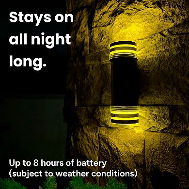 Techko Outdoor Solar Wall Sconce Light Bi-directional - Cylinder Design