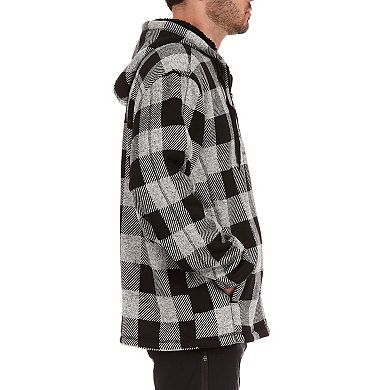 Men's Smith's Workwear Buffalo Plaid Sweater Fleece Hooded Jacket