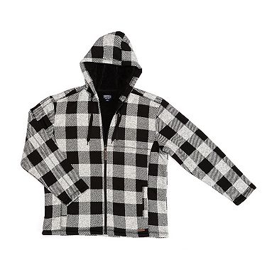 Men's Smith's Workwear Buffalo Plaid Sweater Fleece Hooded Jacket