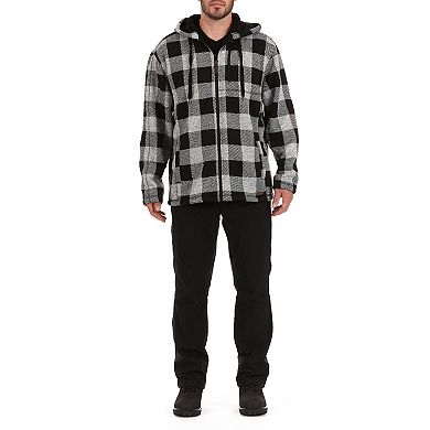 Men's Smith's Workwear Buffalo Plaid Sweater Fleece Hooded Jacket