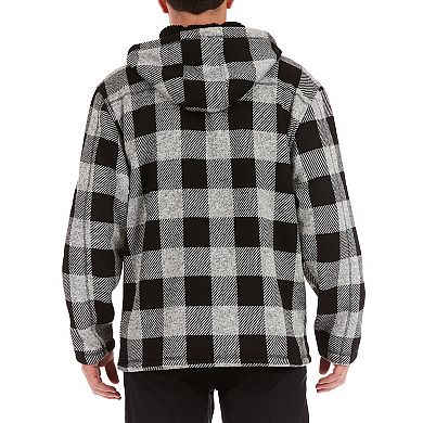 Men's Smith's Workwear Buffalo Plaid Sweater Fleece Hooded Jacket