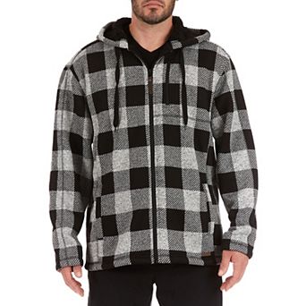Men's Smith's Workwear Buffalo Plaid Sweater Fleece Hooded Jacket