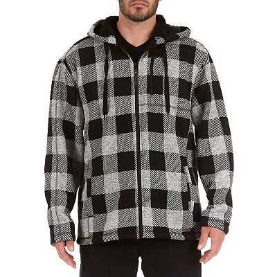 Men's Smith's Workwear Buffalo Plaid Sweater Fleece Hooded Jacket