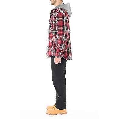 Men’s Sherpa-Lined Hooded Flannel Shirt Jacket