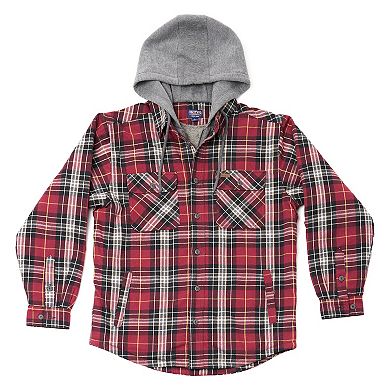 Men’s Sherpa-Lined Hooded Flannel Shirt Jacket