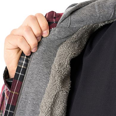 Men’s Sherpa-Lined Hooded Flannel Shirt Jacket