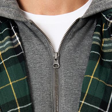 Men’s Sherpa-Lined Hooded Flannel Shirt Jacket