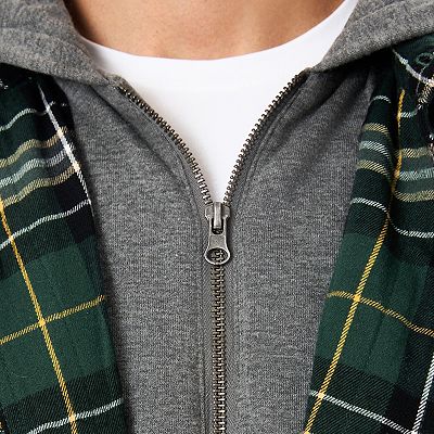 Men s Sherpa Lined Hooded Flannel Shirt Jacket