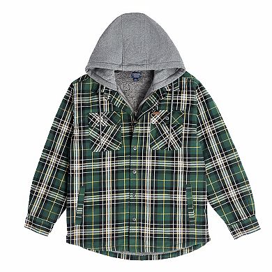 Men’s Sherpa-Lined Hooded Flannel Shirt Jacket