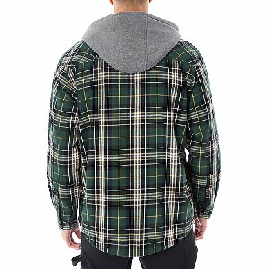 Men’s Sherpa-Lined Hooded Flannel Shirt Jacket