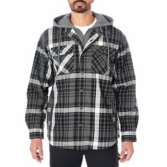Men’s Sherpa-Lined Hooded Flannel Shirt Jacket
