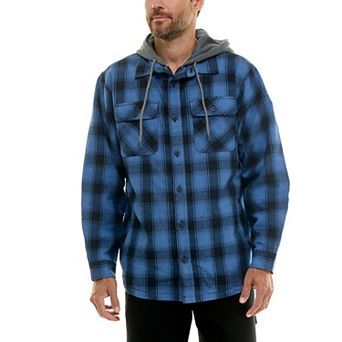 Men’s Sherpa-Lined Hooded Flannel Shirt Jacket