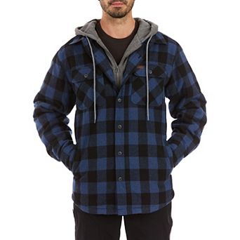 Men’s Sherpa-Lined Hooded Flannel Shirt Jacket
