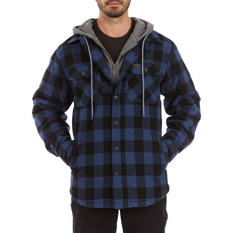 Mens Smiths Workwear Sherpa-Lined Hooded Flannel Shirt Jacket, Size: XL, 