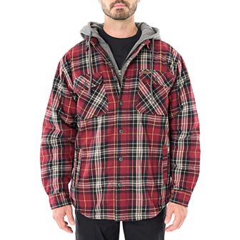 Men’s Sherpa-Lined Hooded Flannel Shirt Jacket