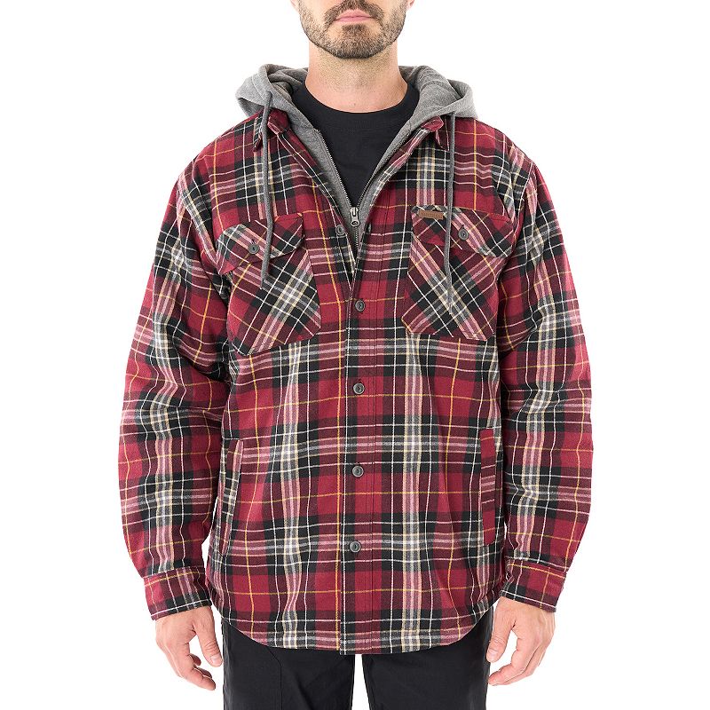 Men's sherpa lined hot sale hooded flannel jacket