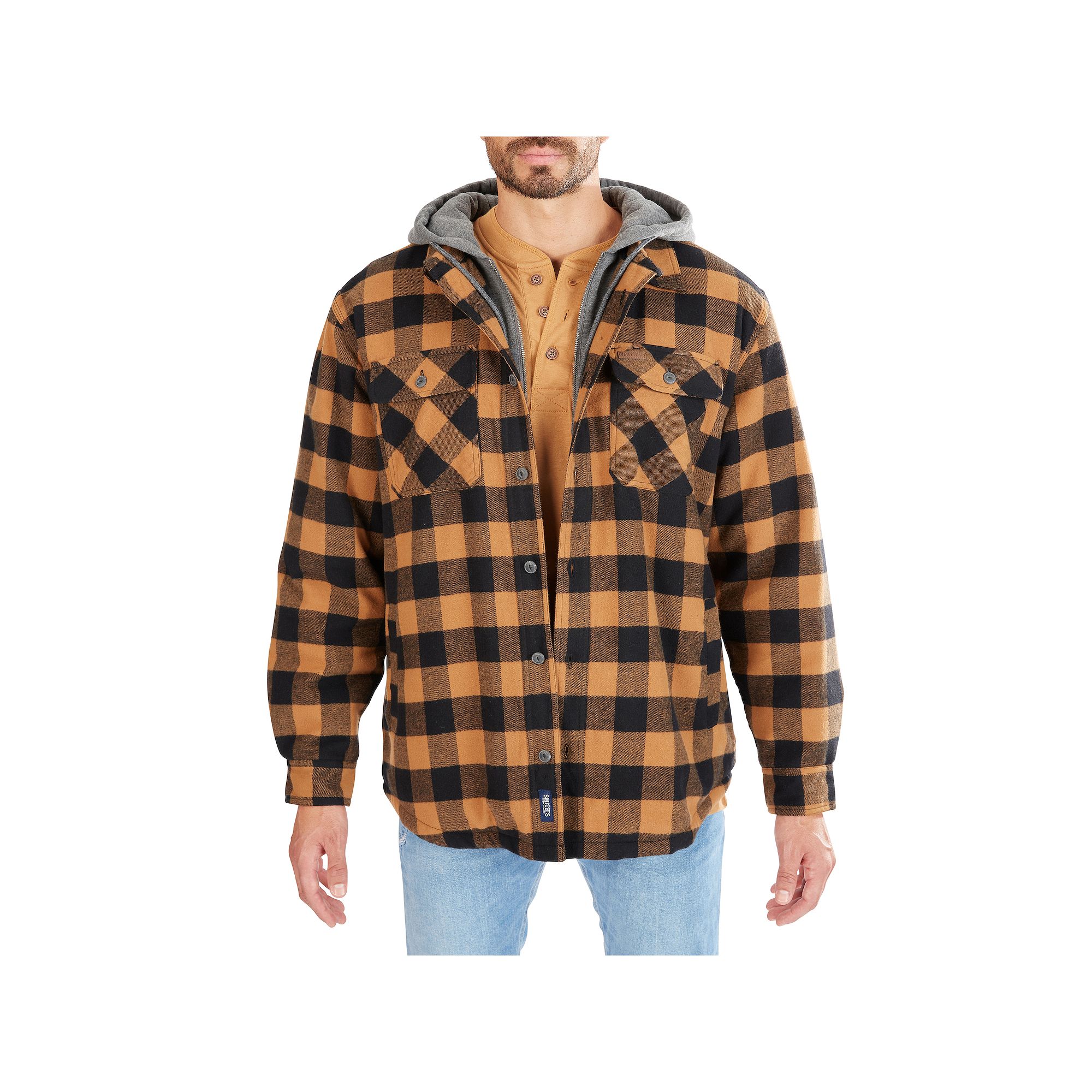 Men’s Sherpa-Lined Hooded Flannel Shirt Jacket, Mens, Size: Medium, Came
