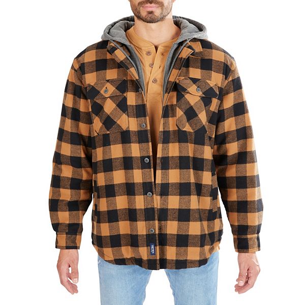 Men's Smith's Workwear Sherpa-Lined Hooded Flannel Shirt Jacket