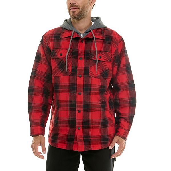 Men’s Sherpa-Lined Hooded Flannel Shirt Jacket