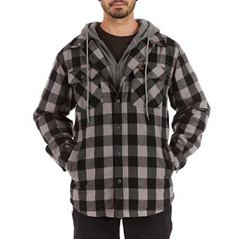 Men’s Sherpa-Lined Hooded Flannel Shirt Jacket