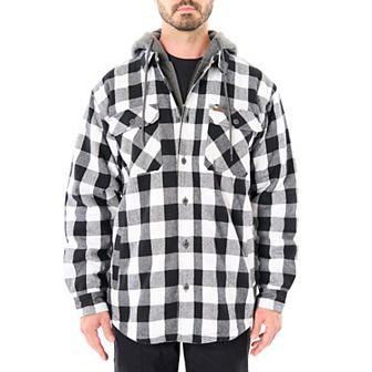 Men’s Sherpa-Lined Hooded Flannel Shirt Jacket