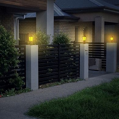 Techko Outdoor Solar Pillar Light with Optional Wall Mount Kit Flame Effect