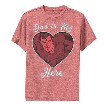 Boys 8-20 DC Comics Superman Dad Is My Hero Heart Graphic Tee