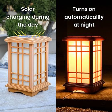 Techko Outdoor Solar Japanese Zen Lantern Small