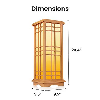 Techko Outdoor Solar Japanese Zen Lantern Medium