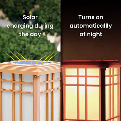 Techko Outdoor Solar Japanese Zen Lantern Large