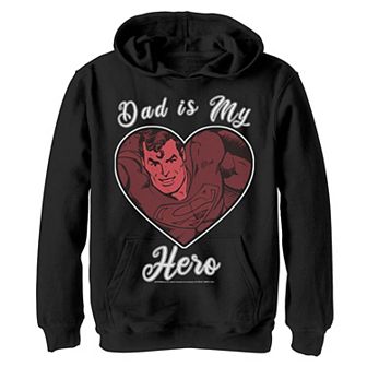 Boys 8-20 DC Comics Superman Dad Is My Hero Heart Hoodie