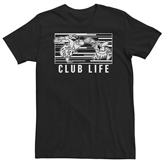 Big & Tall Black and White The Flintstones Club Life Tee