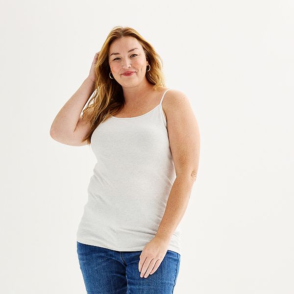 Plus Size Sonoma Goods For Life® Spaghetti Strap Cami - Light Gray Heather (4X)