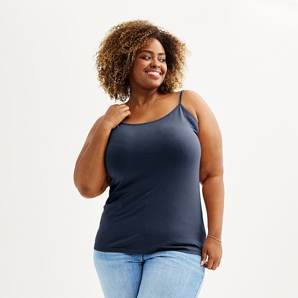 Plus Size Sonoma Goods For Life® Spaghetti Strap Cami - Navy Tundra (0X)