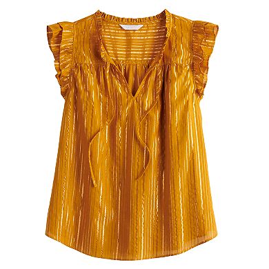Women's LC Lauren Conrad Ruffle Shoulder V-Neck Top