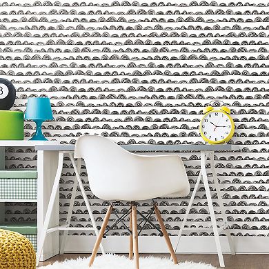 Roommates Doodle Scallop Peel & Stick Wallpaper