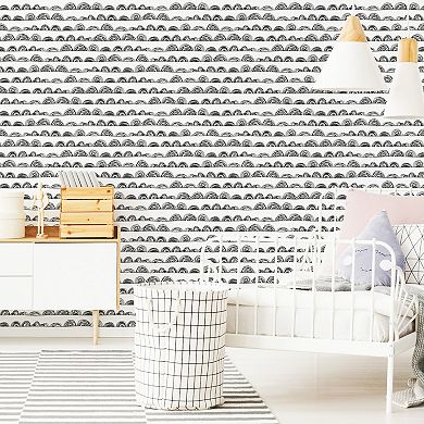 Roommates Doodle Scallop Peel & Stick Wallpaper