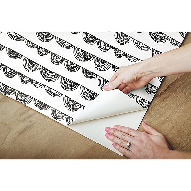 Roommates Doodle Scallop Peel & Stick Wallpaper