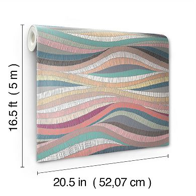 Roommates Mosaic Waves Peel & Stick Wallpaper