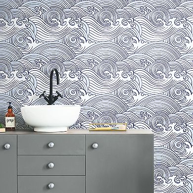 Roommates Asian Waves Peel & Stick Wallpaper