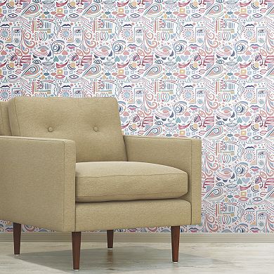 Roommates Mod Faces Peel & Stick Wallpaper