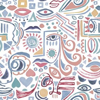 Roommates Mod Faces Peel & Stick Wallpaper
