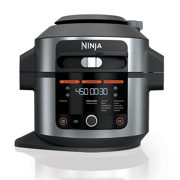 Ninja OL701 Foodi 14-in-1 SMART XL 8 Qt. Pressure Cooker Steam  Fryer with SmartLid & Thermometer + Auto-Steam Release, that Air Fries,  Proofs & More, 3-Layer Capacity, 5 Qt. Crisp Basket