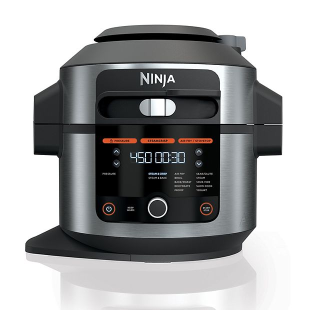  Ninja OL601 Foodi XL 8 Qt. Pressure Cooker Steam Fryer with  SmartLid, 14-in-1 that Air Fries, Bakes & More, with 3-Layer Capacity, 5  Qt. Crisp Basket & 45 Recipes, Silver/Black