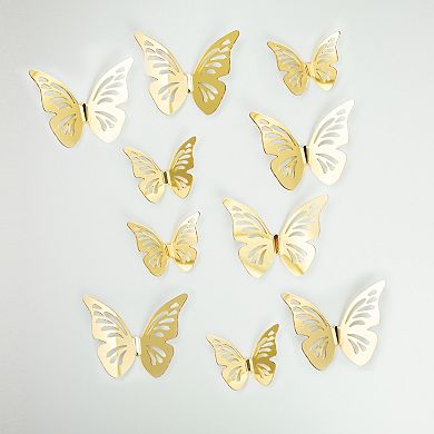 Roommates 3D Gold Butterflies Peel & Stick Mirrors