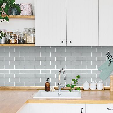 Roommates Gray Subway Peel And Stick Backsplash