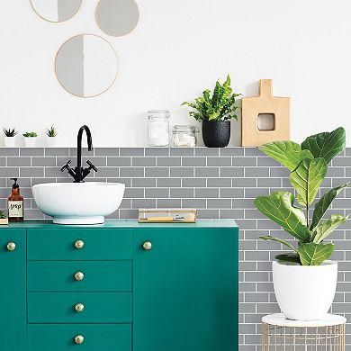Roommates Gray Subway Peel And Stick Backsplash